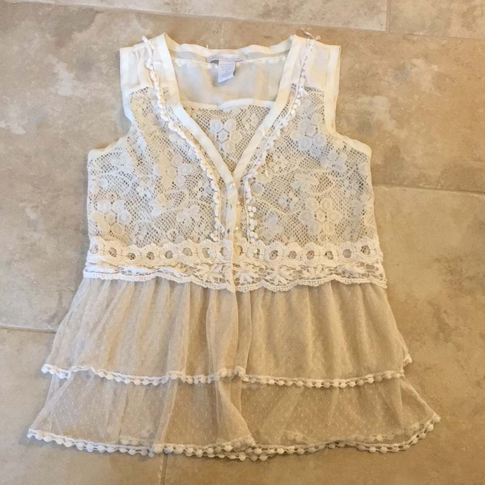 Lace cardigan with pearl buttons